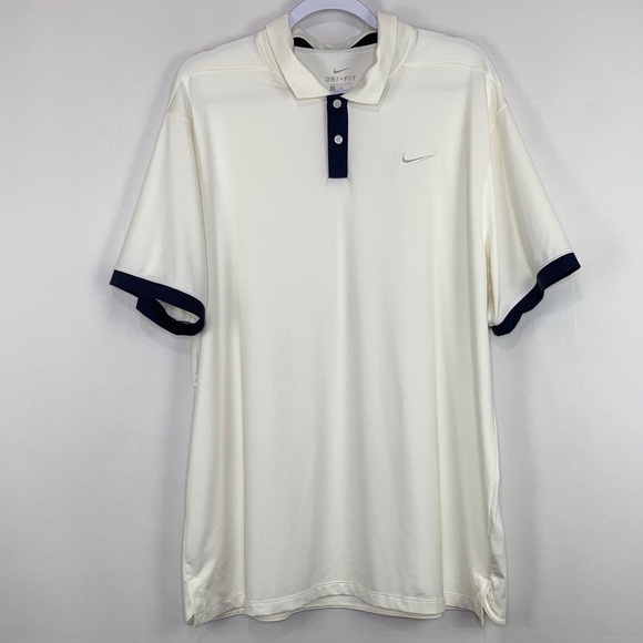 Nike Other - Nike Men's XL Dri-Fit Breathable White Collard Short Sleeve Black Trim Shirt
